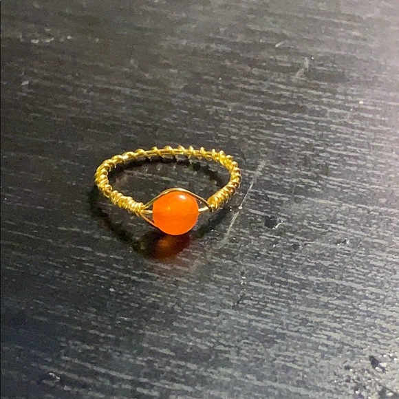Jewelry - Handmade Orange Quartz Ring ( Gold Wire)
